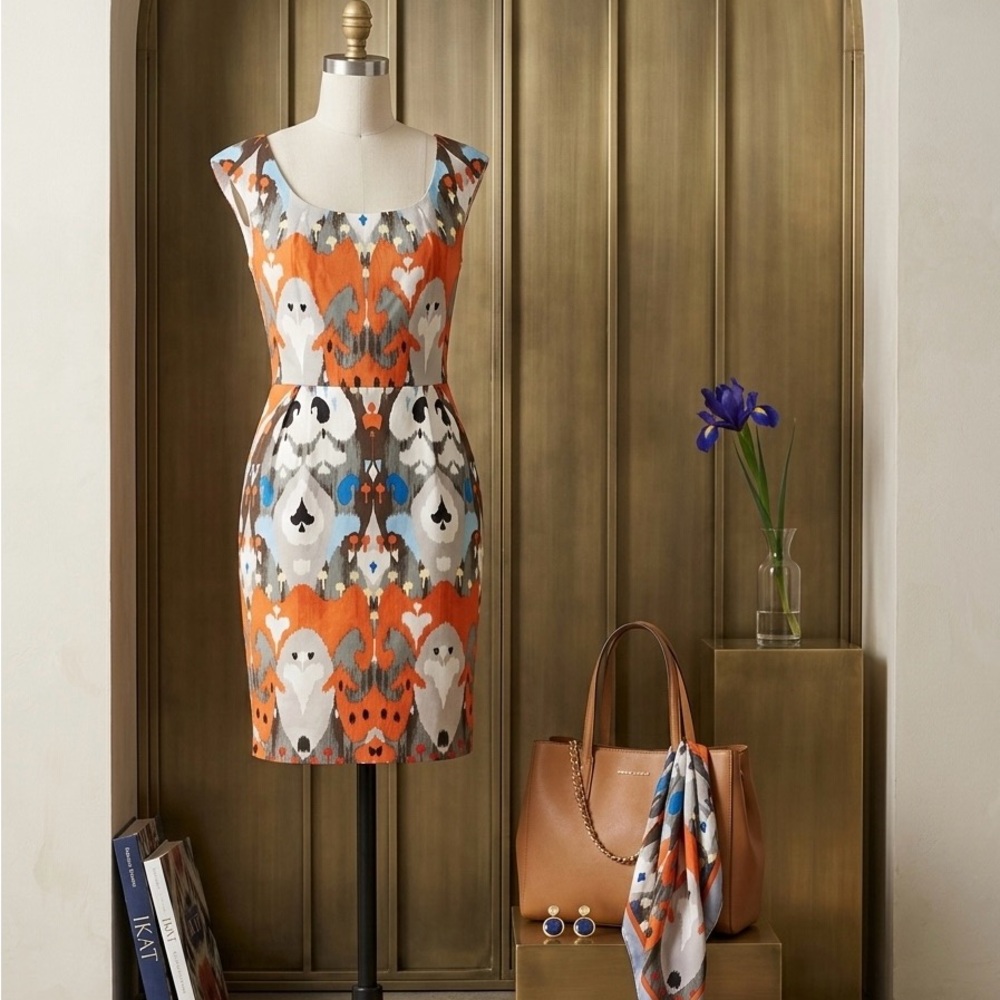 Maggy London Vibrant Orange and Blue Mini Dress